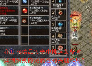 ��1.76��Ʒ��������ѡװ��ʱ��α���������ԵĹؼ����ã�